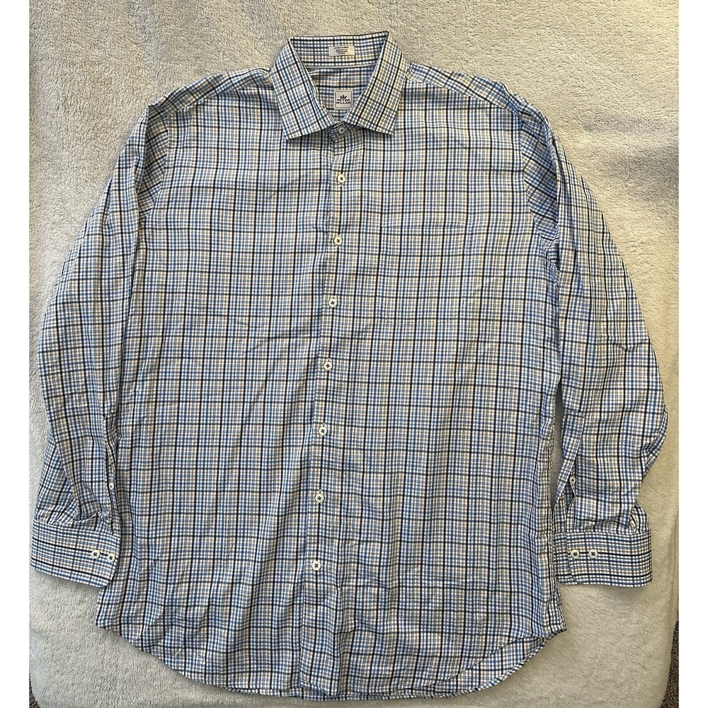 Peter Millar Button Down Shirt Men's XL Blue/Navy/Mustard